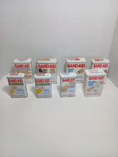 Vintage Band-Aid tin Bandage Metal Hinge Box Lot 8x 1980’s Sheer Clear Bandaid picture