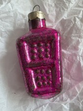 Vintage 40s Paragon Tic Tac Toe Lantern Fuchsia Pink Glass Christmas Ornament picture