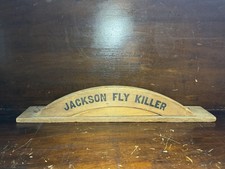 ANTIQUE JACKSON FLY KILLER Wooden Fly Swatter Holder Rack Primitive Americana picture
