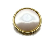 Vintage Round Scarf Holder Gold Tone White Stone Inlay Mother of Pearl MOP Clip picture