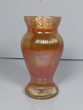 Carnival Glass Imperial Marigold Prism & Daisy Band Rib Design Vase Multi-Colors picture
