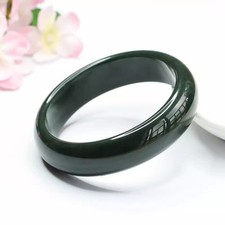 Certified Natural Grade A Black Green Burmese Jade jadeite bracelet bangle 58MM picture