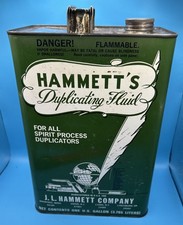 Vtg Hammett's Duplicating Fluid One Gal Empty Metal Container/Lid Excellent Rare picture