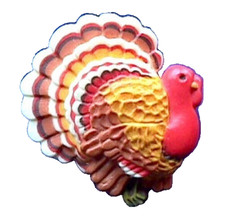 Hallmark PIN Thanksgiving Vintage #A1 TURKEY Yellow Browns 1980 Brooch picture