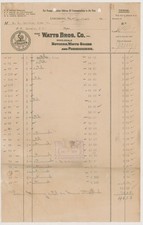 Antique Historical Document 1922 Watts Bros. Co. Wholesale Invoice Lynchburg VA picture