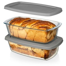 Razab LARGE 7.6 Cups/1800 ML/1.9 Qt Glass Loaf Pan with Lids (Set of 2) - Mea... picture