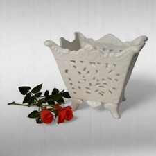 Vintage 1960s Italian Pierced Porcelain Cachepot Overpot picture