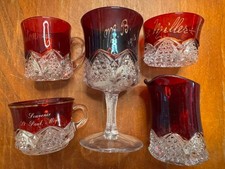 $5 EACH MAKE LOT ANTIQUE RUBY FLASH SOUVENIR GLASS EAPG VICTORIAN CUP + picture