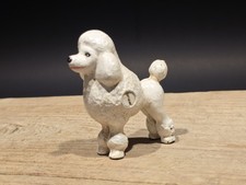 Cast Iron White Poodle Dog Figurine Vintage Style Poodle Statue picture