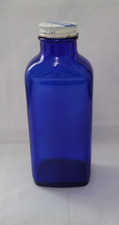 Cobalt Blue Glass Bottle With Screw Cap Bromo Seltzer picture