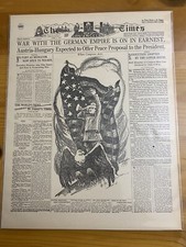 VINTAGE NEWSPAPER HEADLINE~FIRST WORLD WAR ONE U.S. ARMY ENTERS GERMANY WWI 1917 picture