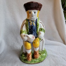 Portuguese Pottery Large Figural Man w/ Tankard Pitcher Toby Jug 11.5” Large EUC picture