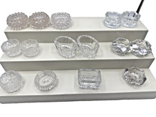 Antique Clear Cut Glass Crystal Open Salt Cellar Dishes Assorted Sizes Lot 15 picture