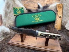 Mint 1994 Puma 6393 Skinner Knife Stag Handles Leather Sheath & Puma Green Pouch picture