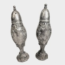 Vintage 1881 Rogers Silver Plated Salt and Pepper Shakers Ornate Floral Pedestal picture