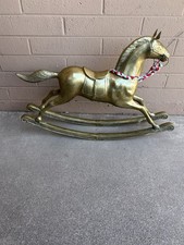 VERY RARE VINTAGE ANTIQUE BRASS ROCKING HORSE LARGE 36x24 picture