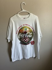 Vintage 1996 single stitch Coca-Cola Worldwide Olympic Partner Graphic White picture