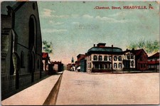 c1908 Chestnut Street View Church Meadville Pennsylvania PA Crawford Postcard picture