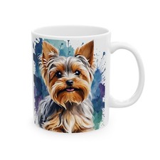 Water painting Puppy Adorable YORKIE YORKSHIRE TERRIER Mug cup, dog lover's gift picture