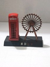 London UK Souvenir Ornament Figurine w/ Red Telephone Box & Ferris Wheel picture