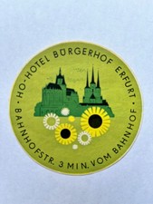 Vintage HO-HOTEL BURGERHOF ERFURT Hotel Decal Bahnofstr, Germany 3 X 3 picture