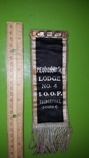 OLD IOOF ODD FELLOWS LONG PINBACK RIBBON PEQUONOCK LODGE BRIDGEPORT CONNECTICUT picture