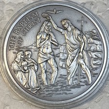 Baptism Of Christ Silver Plated Copper Medal 2005 G, Only 5,555 Minted, N #37069 picture