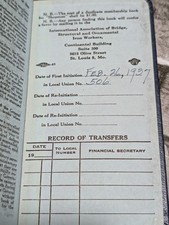 1937 Iron Workers Union Book Local 508 w Stamps WWII Seattle Washington. Shopman picture