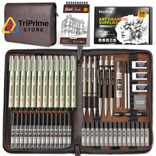 Nicpro 58 PCS Art Drawing Supplies Kit in 0.5mm 0.7mm 0.9mm 2.0mm, Black picture