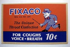 Authentic Vintage 1939 Fixaco Throat Confection Advertising Sign picture