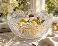 Vintage West German Lead Crystal Bowl Butterfly Cut Glass Echt Bleikristall 24% picture