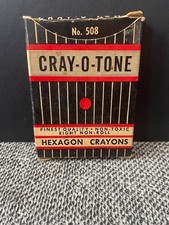 Vintage Box of 8 Cray-O-Tone Hexagonal Crayons No 508 United Crayon Co picture
