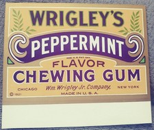 RARE 1921 WRIGLEYS CHEWING GUM COUNTER DISPLAY SIGN, DOUBLE SIDED,FREE SHIP picture