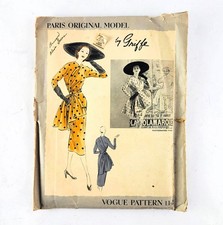 1951 Vogue Paris Original Model Griffe Uncut Dress Pattern 1142 1950s Vtg Sz 14 picture