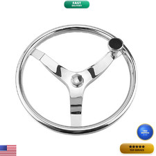 Credstar Stainless Steel Boat Steering Wheel3 Spoke 13-1/2 Dia Spinner Knob 5/8 picture