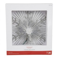 ASHLAND Christmas 10 Light Silver Snowflake Tree Topper Tinsel & Glitter 14.5 in picture