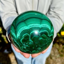 1.8LB Rare Natural Malachite quartz hand Carved sphere Crystal Healing Gem ball picture