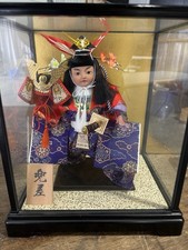 VINTAGE JAPANESE SAMURAI DOLL IN GLASS CASE picture