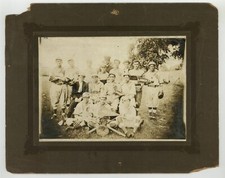 Baseball Team 1890 Cabinet Card 8x10 Photo Linden FC Uniform Bats Glove LFC Ball picture