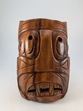 Vintage Wood Carved Northwest Coast Salish Ceremonial Mask. picture