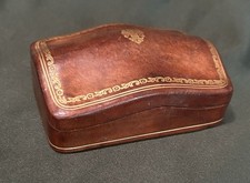 VINTAGE ITALY LEATHER TRINKET BOX Humpback Fomerz Gold Accents 4