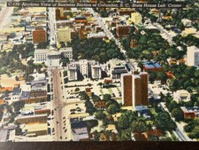 Vintage C-139 Columbia SC Airplane View State House Linen Postcard Unused picture
