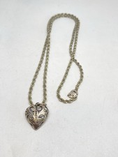 9g 18” STERLING SILVER ROPE NECKLACE HEART OPEN WORK PENDANT FINE JEWELRY picture