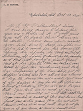 VNTG 1895 Letter Personal Hewitt Clarksdale Ill Handwritten Oct 1895 LETTERHEAD picture