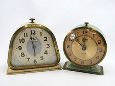 Art Deco Alarm Clock Lot Gilbert Metal 1930s Page Lux Vintage 1950s Teal picture