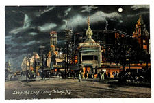 1907-1914 Vintage Antique Postcard Loop the Loop Coney Island NY Night View picture