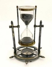 Sand Timer Hourglass Brass Nautical Maritime Hour Glass Vintage Sand Clock Gift picture