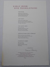 2006 Seamus Heaney Signed Poems 57/75 Early Irish: Five Translations - Laureate picture