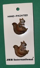 (2) JHB 1” SQUIRREL 🐿️ BROWN PLASTIC APPLIED SHANK NOVELTY BUTTONS-T913 picture