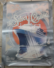Vintage Holland America Silver Jubilee World Cruise Art Poster 80s Signed Jarvis picture
